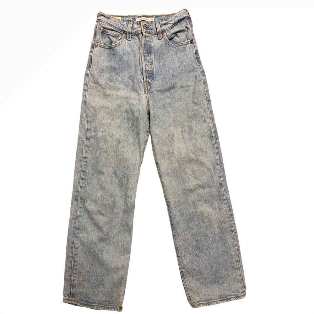Levis Premium Ribcage Straight Leg Jeans Light Wash Blue W26 L27